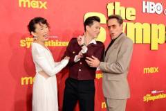 LOS ANGELES, CALIFORNIA - APRIL 09: (L-R) Sandra Oh, Hoa Xuande and Robert Downey Jr. attend the Los Angeles Premiere of HBO Original Limited Series "The Sympathizer" at The Paramount LA on April 09, 2024 in Los Angeles, California. (Photo by Kevin Winter/GA/The Hollywood Reporter via Getty Images)