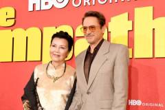 LOS ANGELES, CALIFORNIA - APRIL 09: (L-R) Kieu Chinh and Robert Downey Jr. attend HBO's "The Sympathizer" Red Carpet Premiere Event at Paramount Theater on April 09, 2024 in Los Angeles, California.  (Photo by FilmMagic/FilmMagic for HBO)