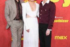 LOS ANGELES, CALIFORNIA - APRIL 09: Robert Downey Jr., Sandra Oh, Hoa Xuande arrives at the Los Angeles Premiere Of HBO Original Limited Series "The Sympathizer"  at The Paramount LA on April 09, 2024 in Los Angeles, California. (Photo by Steve Granitz/FilmMagic)