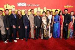 LOS ANGELES, CALIFORNIA - APRIL 09: (L-R) Phanxine, Viet Thanh Nguyen, Niv Fichman, Amanda Burrell, Don McKellar, Robert Downey Jr., Park Chan-wook, Kieu Chinh, Sandra Oh, Susan Downey, Nguyen Cao Ky Duyen, Kayli Tran, Tom Dang and Vyvy Nguyen attend the Los Angeles Premiere of HBO Original Limited Series "The Sympathizer" at The Paramount LA on April 09, 2024 in Los Angeles, California. (Photo by Kevin Winter/GA/The Hollywood Reporter via Getty Images)