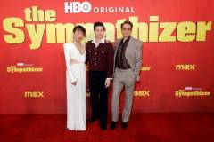 LOS ANGELES, CALIFORNIA - APRIL 09: (L-R) Sandra Oh, Hoa Xuande and Robert Downey Jr. attend the Los Angeles Premiere of HBO Original Limited Series "The Sympathizer" at The Paramount LA on April 09, 2024 in Los Angeles, California. (Photo by Emma McIntyre/Getty Images)