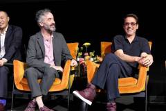 LOS ANGELES, CALIFORNIA - APRIL 10: (L-R) Don McKellar and Robert Downey Jr. appear onstage during HBO's "The Sympathizer" FYC Event at Paramount Theater on April 10, 2024 in Los Angeles, California.  (Photo by FilmMagic/FilmMagic for HBO)