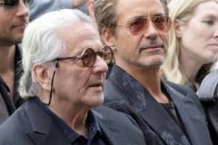 HOLLYWOOD, CALIFORNIA - MAY 23: (L-R) George Miller and Robert Downey Jr. attend the Hollywood Walk of Fame Star Ceremony honoring Chris Hemsworth on May 23, 2024 in Hollywood, California. (Photo by Kevin Winter/Getty Images)