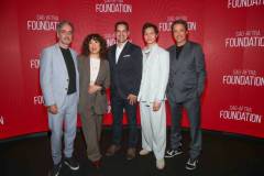 NEW YORK, NEW YORK - JUNE 10: (L-R) Don McKellar, Sandra Oh, Dave Karger, Hoa Xuande and Robert Downey Jr. attend the SAG-AFTRA Foundation Conversations "The Sympathizer" at Paley Center For Media on June 10, 2024 in New York City. (Photo by Manny Carabel/Getty Images for SAG-AFTRA)