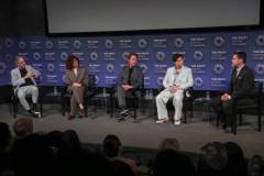 NEW YORK, NEW YORK - JUNE 10: (L-R) Don McKellar, Sandra Oh, Robert Downey Jr., Hoa Xuande and Dave Karger attend the SAG-AFTRA Foundation Conversations "The Sympathizer" at Paley Center For Media on June 10, 2024 in New York City. (Photo by Manny Carabel/Getty Images for SAG-AFTRA)