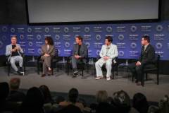 NEW YORK, NEW YORK - JUNE 10: (L-R) Don McKellar, Sandra Oh, Robert Downey Jr., Hoa Xuande and Dave Karger attend the SAG-AFTRA Foundation Conversations "The Sympathizer" at Paley Center For Media on June 10, 2024 in New York City. (Photo by Manny Carabel/Getty Images for SAG-AFTRA)