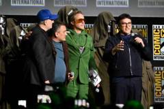 Kevin Feige, Joe Russo, Robert Downey Jr. and Anthony Russo at the "Marvel Studios" Panel at the 2024 San Diego International Comic-Con on July 27, 2024 in San Diego, California.  (Photo by Michael Buckner/Variety via Getty Images)