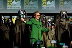 SAN DIEGO, CALIFORNIA - JULY 27: Robert Downey Jr. speaks onstage at the Marvel Studios Panel during 2024 Comic-Con International at San Diego Convention Center on July 27, 2024 in San Diego, California.  (Photo by Matt Winkelmeyer/Getty Images)