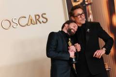 Kieran Culkin, Robert Downey Jr. at the 97th Oscars held at the Dolby Theatre on March 2, 2025 in Hollywood, California. (Photo by JC Olivera/WWD via Getty Images)