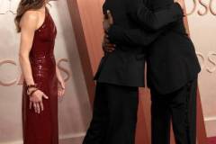 HOLLYWOOD, CALIFORNIA - MARCH 02: (L-R) Susan Downey, Robert Downey Jr. and Samuel L. Jackson attend the 97th Annual Oscars at Dolby Theatre on March 02, 2025 in Hollywood, California. (Photo by Monica Schipper/Getty Images)