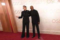 HOLLYWOOD, CALIFORNIA - MARCH 02: (L-R) Robert Downey Jr. and Samuel L. Jackson attend the 97th Annual Oscars at Dolby Theatre on March 02, 2025 in Hollywood, California. (Photo by Chelsea Guglielmino/FilmMagic)