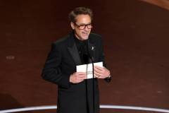HOLLYWOOD, CALIFORNIA - MARCH 02: Robert Downey Jr. speaks onstage during the 97th Annual Oscars at Dolby Theatre on March 02, 2025 in Hollywood, California.  (Photo by Kevin Winter/Getty Images)