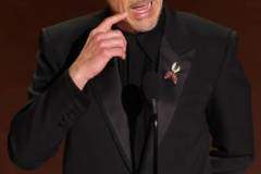 HOLLYWOOD, CALIFORNIA - MARCH 02: Robert Downey Jr. speaks onstage during the 97th Annual Oscars at Dolby Theatre on March 02, 2025 in Hollywood, California.  (Photo by Kevin Winter/Getty Images)