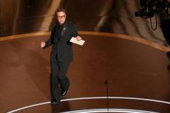 HOLLYWOOD, CALIFORNIA - MARCH 02: Robert Downey Jr. speaks onstage during the 97th Annual Oscars at Dolby Theatre on March 02, 2025 in Hollywood, California.  (Photo by Kevin Winter/Getty Images)