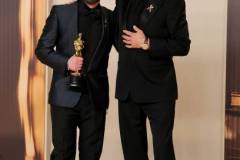 HOLLYWOOD, CALIFORNIA - MARCH 02: (L-R) Kieran Culkin, winner of the Best Actor in a Supporting Role award for "A Real Pain,? and Robert Downey Jr. pose in the press room during the 97th Annual Oscars at Ovation Hollywood on March 02, 2025 in Hollywood, California. (Photo by Maya Dehlin Spach/Getty Images)