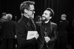 HOLLYWOOD, CALIFORNIA - MARCH 02: (EDITORIAL ONLY, NO BOOK COVERS) (L-R) Robert Downey Jr. and Kieran Culkin are seen backstage during the 97th Annual Oscars at Dolby Theatre on March 02, 2025 in Hollywood, California. (Photo by John Shearer/97th Oscars/The Academy via Getty Images)