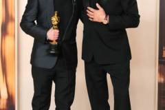 HOLLYWOOD, CALIFORNIA - MARCH 02: (L-R) Kieran Culkin, winner of the Best Actor in a Supporting Role award for "A Real Pain,? and Robert Downey Jr. pose in the press room during the 97th Annual Oscars at Dolby Theatre on March 02, 2025 in Hollywood, California. (Photo by Jeff Kravitz/FilmMagic)