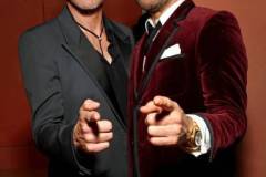 BEVERLY HILLS, CALIFORNIA - MARCH 02: EXCLUSIVE COVERAGE (L-R) Robert Downey Jr. and Justin Theroux attend the 2025 Vanity Fair Oscar Party Hosted By Radhika Jones at Wallis Annenberg Center for the Performing Arts on March 02, 2025 in Beverly Hills, California. (Photo by Kevin Mazur/VF25/WireImage for Vanity Fair)