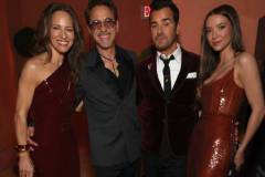 BEVERLY HILLS, CALIFORNIA - MARCH 02: EXCLUSIVE COVERAGE (L-R) Susan Downey, Robert Downey Jr., Justin Theroux and Nicole Brydon Bloom attend the 2025 Vanity Fair Oscar Party Hosted By Radhika Jones at Wallis Annenberg Center for the Performing Arts on March 02, 2025 in Beverly Hills, California. (Photo by Kevin Mazur/VF25/WireImage for Vanity Fair)