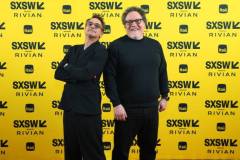 Robert Downey Jr., Jon Favreau at the Featured Session "The Future of World-Building at Disney" during SXSW Conference & Festivals in the Austin Convention Center on March 8, 2025 in Austin, Texas. (Photo by Mike Jordan/SXSW Conference & Festivals via Getty Images)