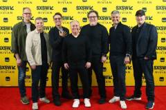 Pete Docter, Bruce Vaughn, Robert Downey Jr., Alan Bergman, Jon Favreau, Josh D'Amaro, Kevin Feige at the Featured Session "The Future of World-Building at Disney" during SXSW Conference & Festivals in the Austin Convention Center on March 8, 2025 in Austin, Texas. (Photo by Mike Jordan/SXSW Conference & Festivals via Getty Images)