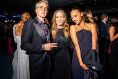 LOS ANGELES, CALIFORNIA - OCTOBER 18: (FOR EDITORIAL USE ONLY) (L-R) Robert Downey Jr., Susan Downey and Zoe Salda?a attend the Academy Museum 5th Annual Gala in Partnership with Rolex at Academy Museum of Motion Pictures on October 18, 2025 in Los Angeles, California. (Photo by Rogers Kisby/Oscars via Getty Images)