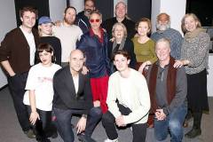 NEW YORK, NEW YORK - DECEMBER 18: (EXCLUSIVE COVERAGE) Robert Downey Jr. poses with Lesley Manville, Mark Strong, Anne Reid & the cast of "Oedipus" backstage at the play "Oedipus" on Broadway at Studio 54 Theater on December 18, 2025 in New York City.  (Photo by Bruce Glikas/WireImage)
