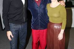 NEW YORK, NEW YORK - DECEMBER 18: (EXCLUSIVE COVERAGE) (L-R) Mark Strong, Robert Downey Jr. and Lesley Manville pose backstage at the play "Oedipus" on Broadway at Studio 54 Theater on December 18, 2025 in New York City.  (Photo by Bruce Glikas/WireImage)