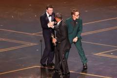 Chris Evans, Ryan Coogler and Robert Downey Jr. at the 98th Annual Oscars held at Dolby Theatre on March 15, 2026 in Hollywood, California. (Photo by Rich Polk/Penske Media via Getty Images)