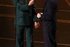 HOLLYWOOD, CALIFORNIA - MARCH 15: (L-R) Robert Downey Jr. and Chris Evans speak onstage during the 98th Oscars at Dolby Theatre on March 15, 2026 in Hollywood, California. (Photo by Kevin Winter/Getty Images)