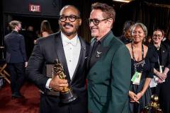 HOLLYWOOD, CALIFORNIA - MARCH 15:  (L-R) Ryan Coogler and Robert Downey Jr. attend the 98th Annual Oscars at Dolby Theatre on March 15, 2026 in Hollywood, California. (Photo by John Shearer/98th Oscars/Getty Images The Academy via Getty Images)