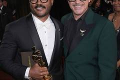 HOLLYWOOD, CALIFORNIA - MARCH 15: In this handout photo provided by The Academy, Ryan Coogler and Robert Downey Jr. pose backstage during the 98th Oscars at Dolby Theatre on March 15, 2026 in Hollywood, California. (Photo by Al Seib / The Academy via Getty Images)